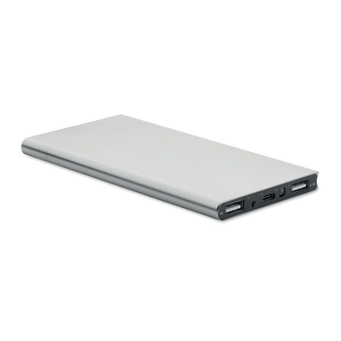 Batterie de secours personnalisée 8000mAh Powerflat8C Argent mat